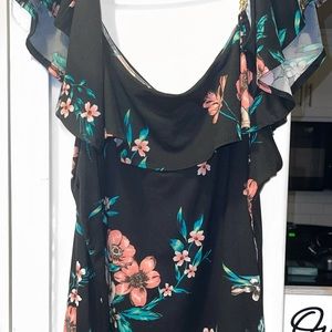 Off the shoulder floral blouse.